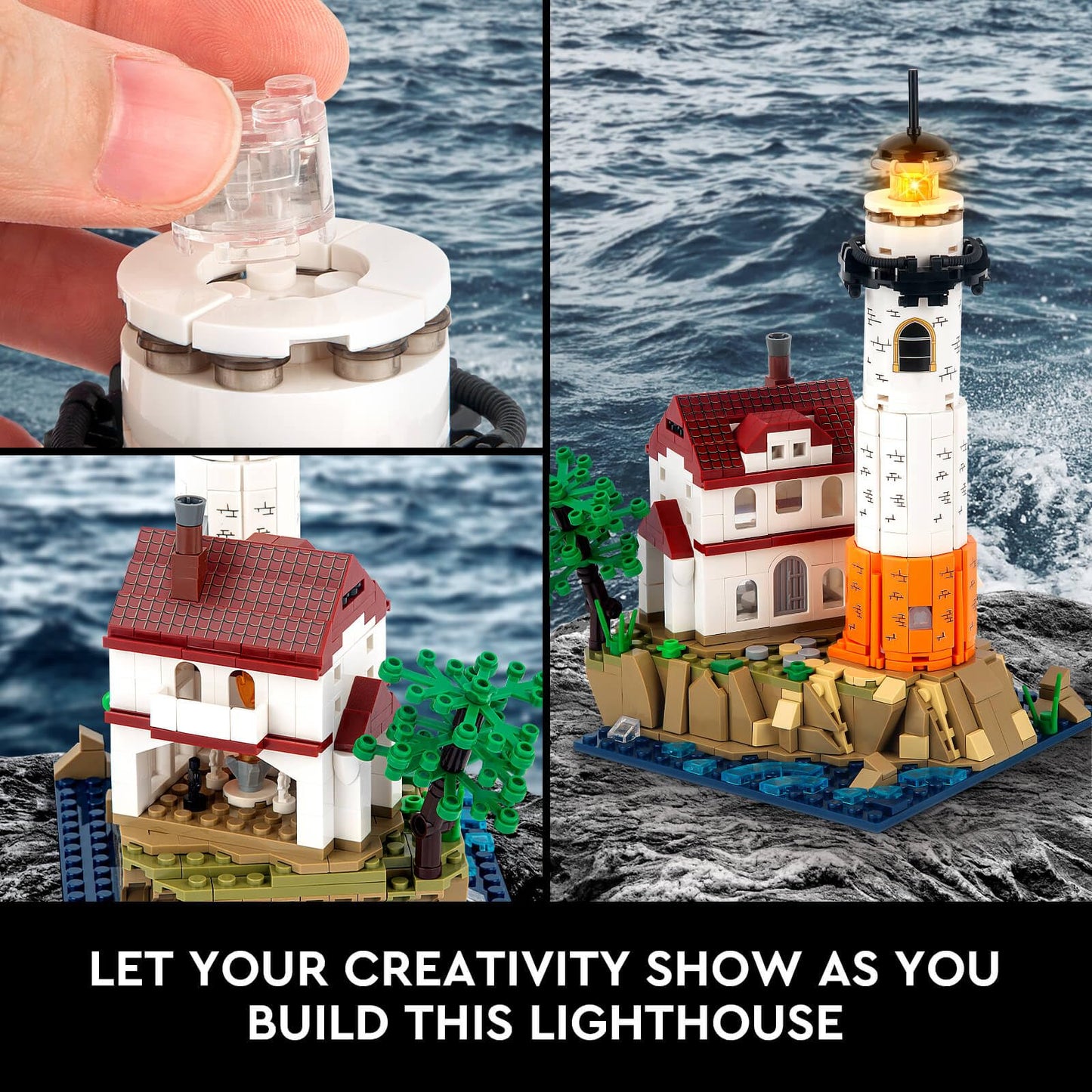 Vziimo Ideas Lighthouse Building Set For Adults And Kids, Creative Stem Architecture, Collection For Boys And Girls Ages 8+ (516 Pieces)