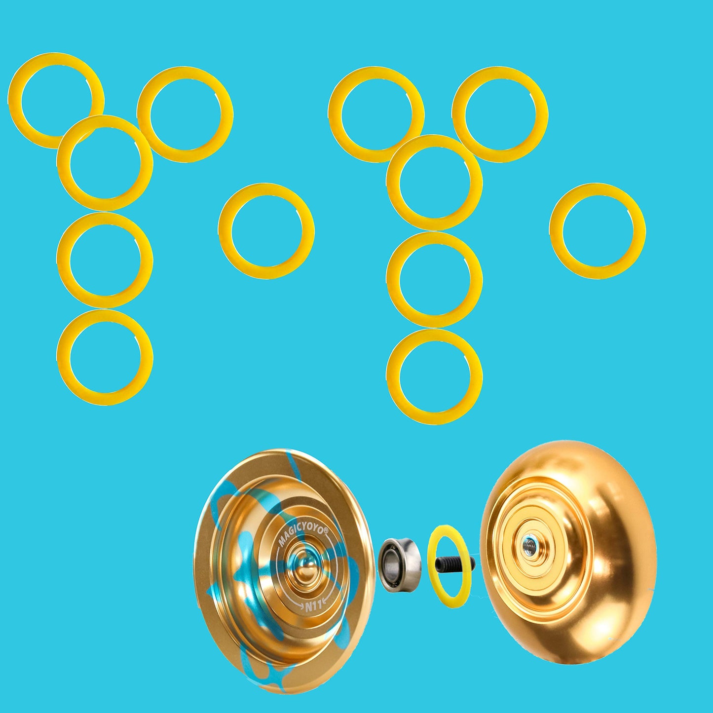 Magicyoyo Yo-Yo Silicone Response Pads- Yellow- Set Of 12 - Slim