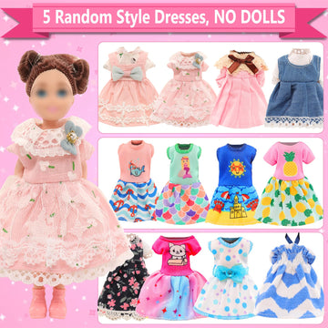 20 Pcs 5.3 Inch Doll Clothes & Accessories Include 5 Dresses 3 Outfits Tops And Pants 3 Swimsuits With 2 Shoes 1 Backpack 1 Laptop 1 Pad 1 Glasses 1 Drink 1 Hat For 5.3 - 6 Inch Dolls