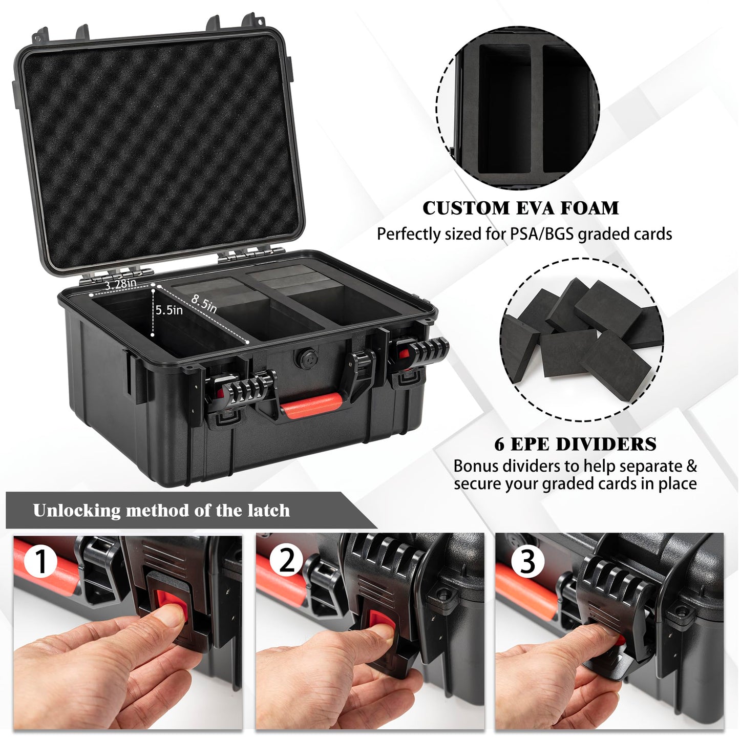Ouutmee Graded Card Case Storage Box, Trading Card Storage Box, Waterproof Card Slab Carrying Case Compatible With 100+ Psa, Csg