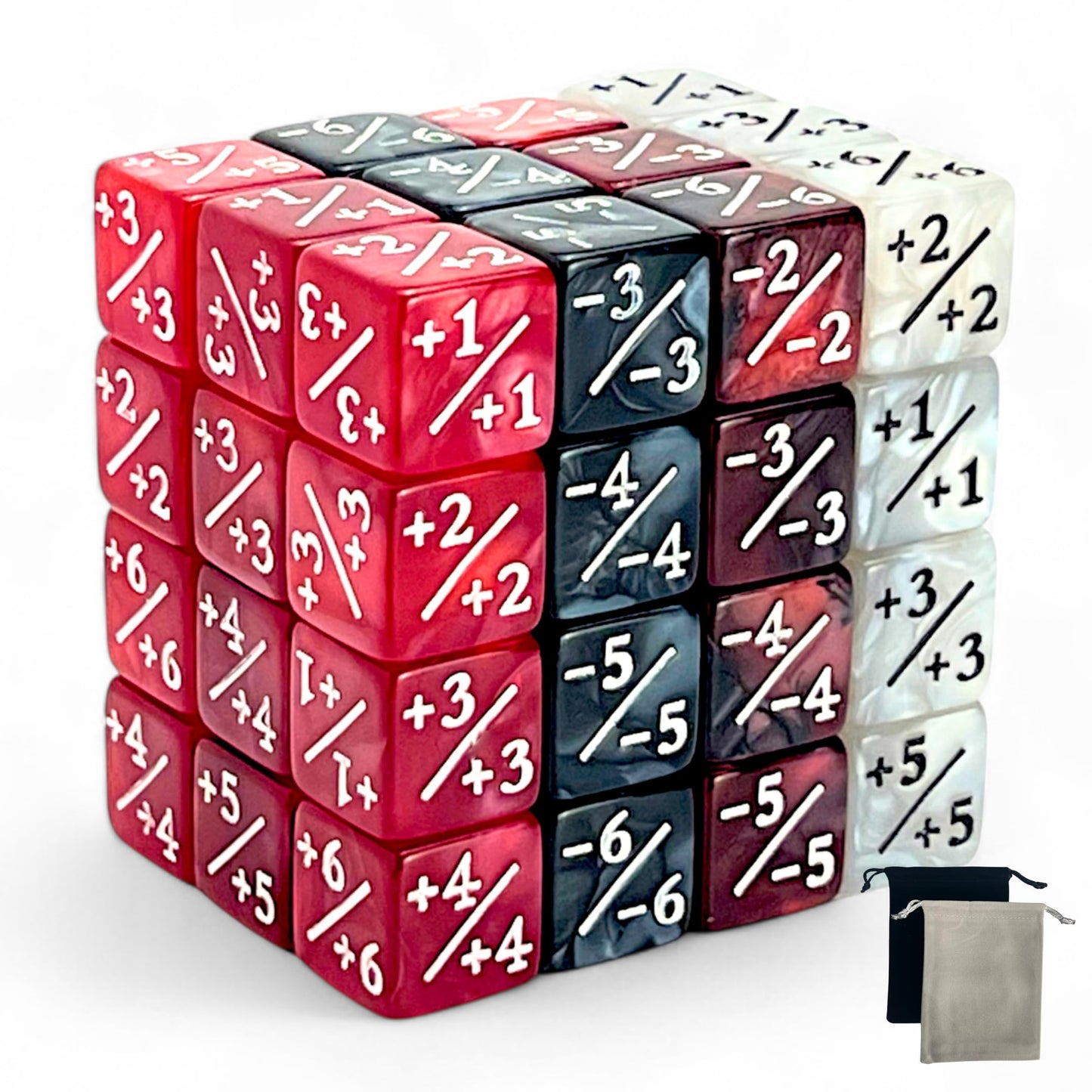 Luck Lab Mtg Magic Life Counter Dice, 48 Pcs - Compatible W/Magic Card Game Accessories, Ccg Creature Stats W/ 2 Dice Bags (Red