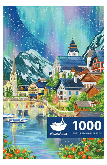 Momibook Puzzles For Adults 1000 Piece Jigsaw Puzzles Of Aurora Night, Painting Image Difficult Challenging Hard Impossible Puzz