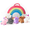 Pixiecrush Unicorn Stuffed Animal Set - 5 Plush Toys For Girls With Narwhal, Puppycorn, Kittycorn And Rainbow Unicorn - Soft Plushies With Carry Case - Gift For Kids Ages 3 And Up