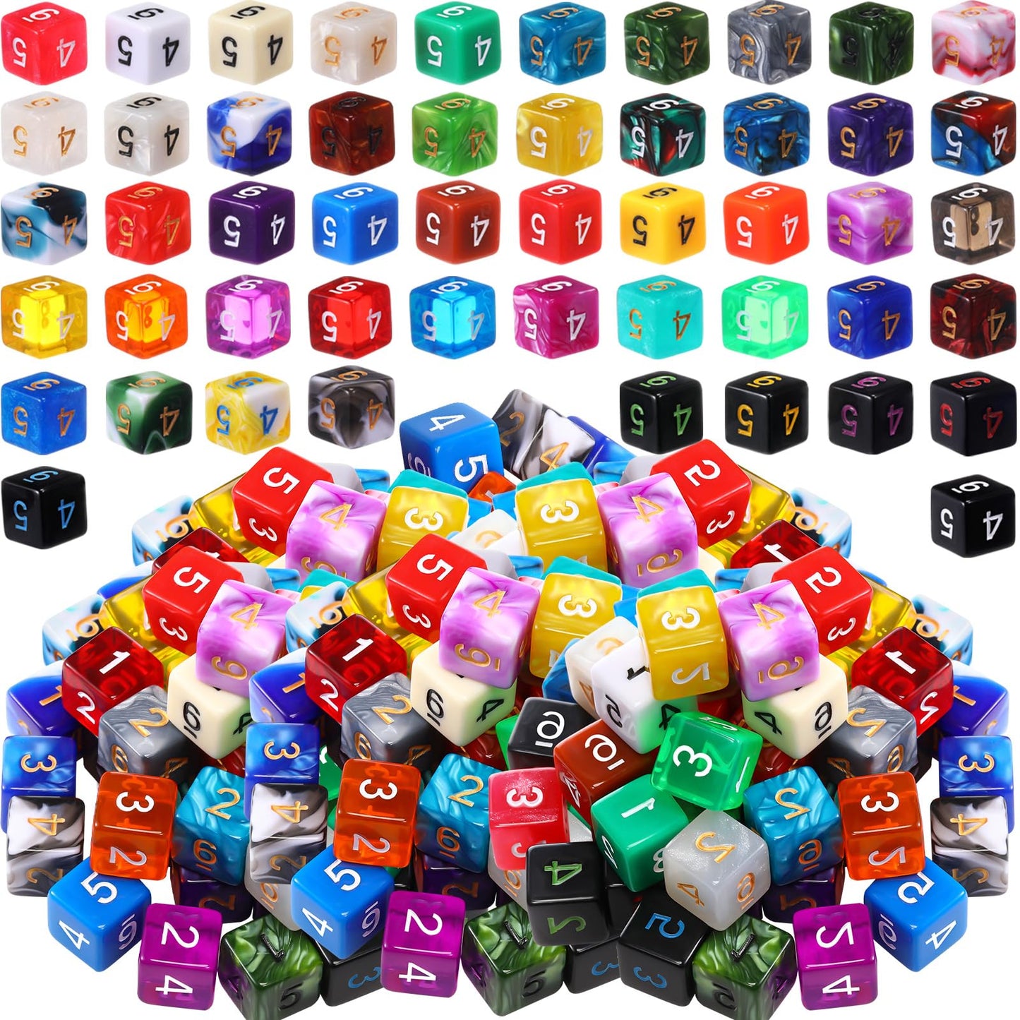 Skylety 100 Pieces Polyhedral Dice Set with Black Pouch Polyhedral Dice Compatible with RPG MTG Table Games Multi Colored Assort