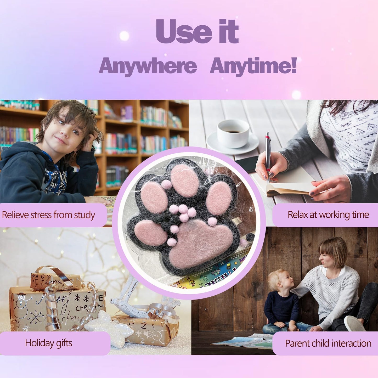 Taba Giant Paw Squishy For Kids Adults, Big Furry Cat Paw Squishy Toys For Stress Relief, Super Soft Squeeze Fidget Toys (Black&