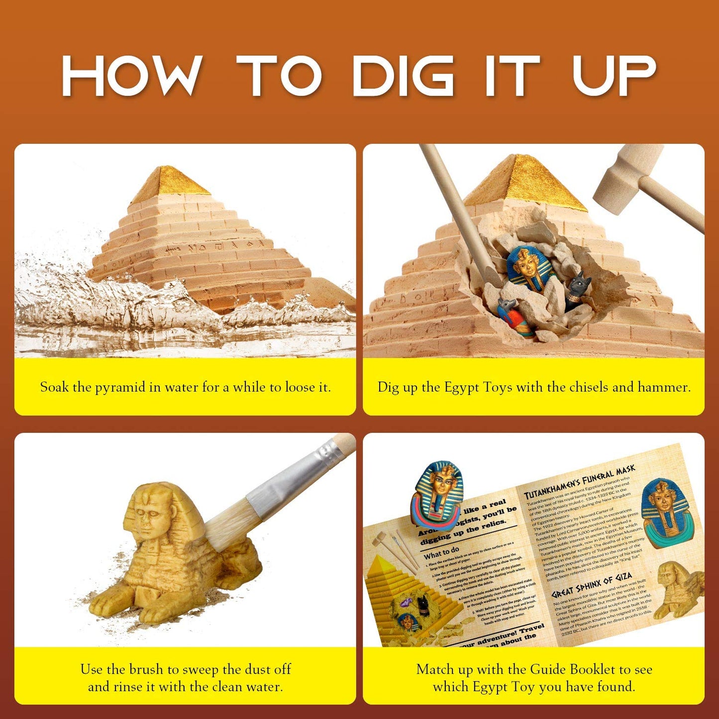 XXTOYS Ancient Egyptian Pyramids Dig Kit - Large STEM Excavation Set for Boys & Girls, Model EDM013