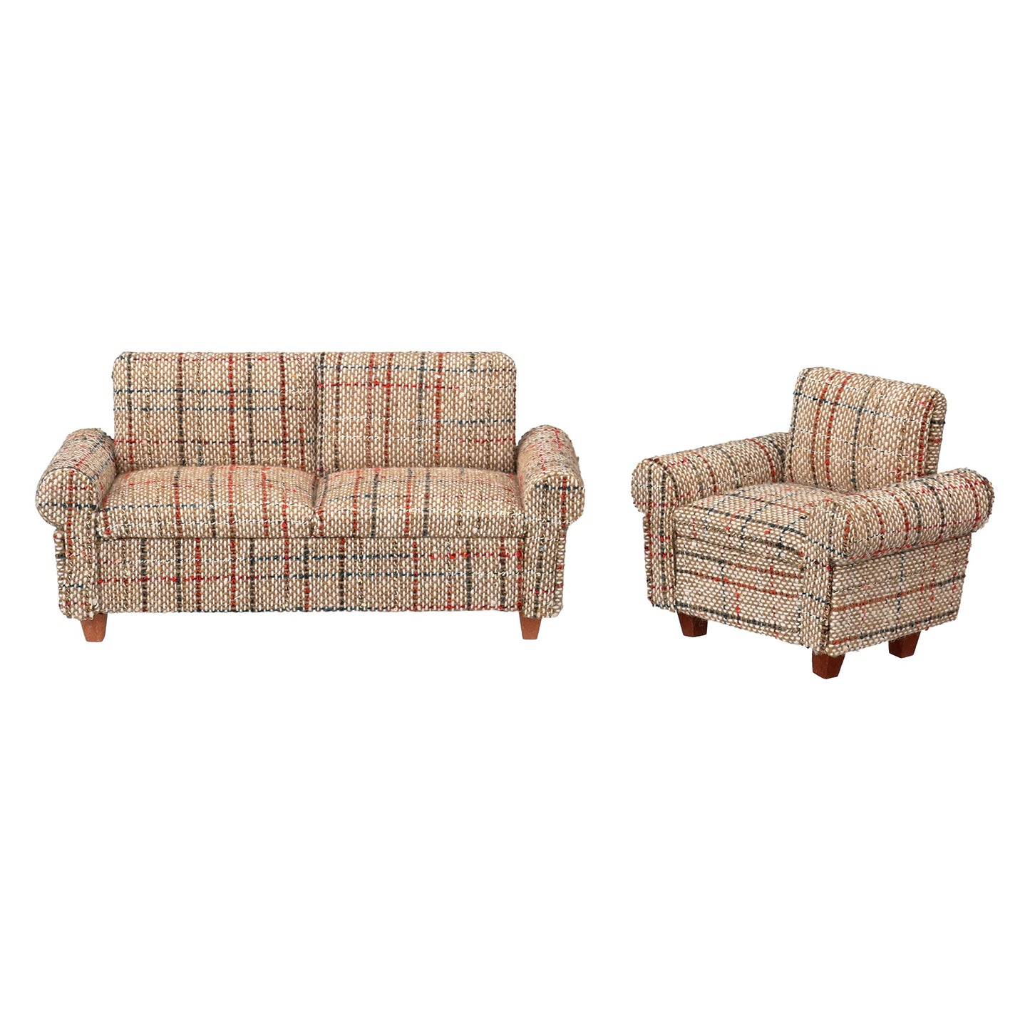 Dollhouse Sofa Armchair Upholstered, Miniature Living Room Furniture Chair, Fabric, Accessories For 6 Inch Dolls, 1/12 Scale (Be