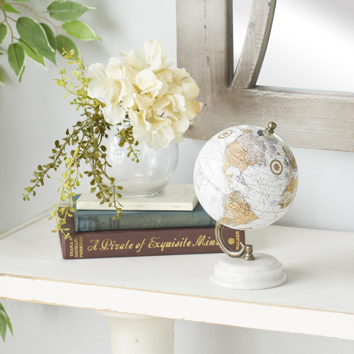 Deco 79 Marble Globe, 5' X 5' X 8', White