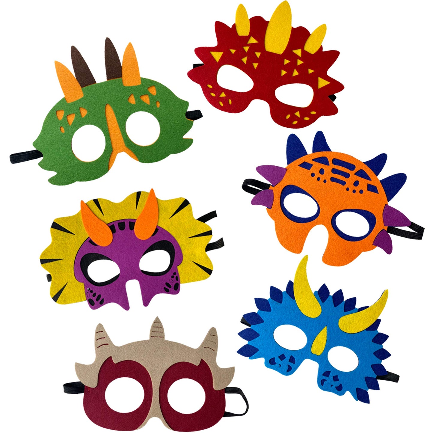 TEEHOME Dinosaur Masks Party Supplies (24 Packs) Felt and Elastic for Kid - Dinosaur Party Decorations with 24 Masks Different T
