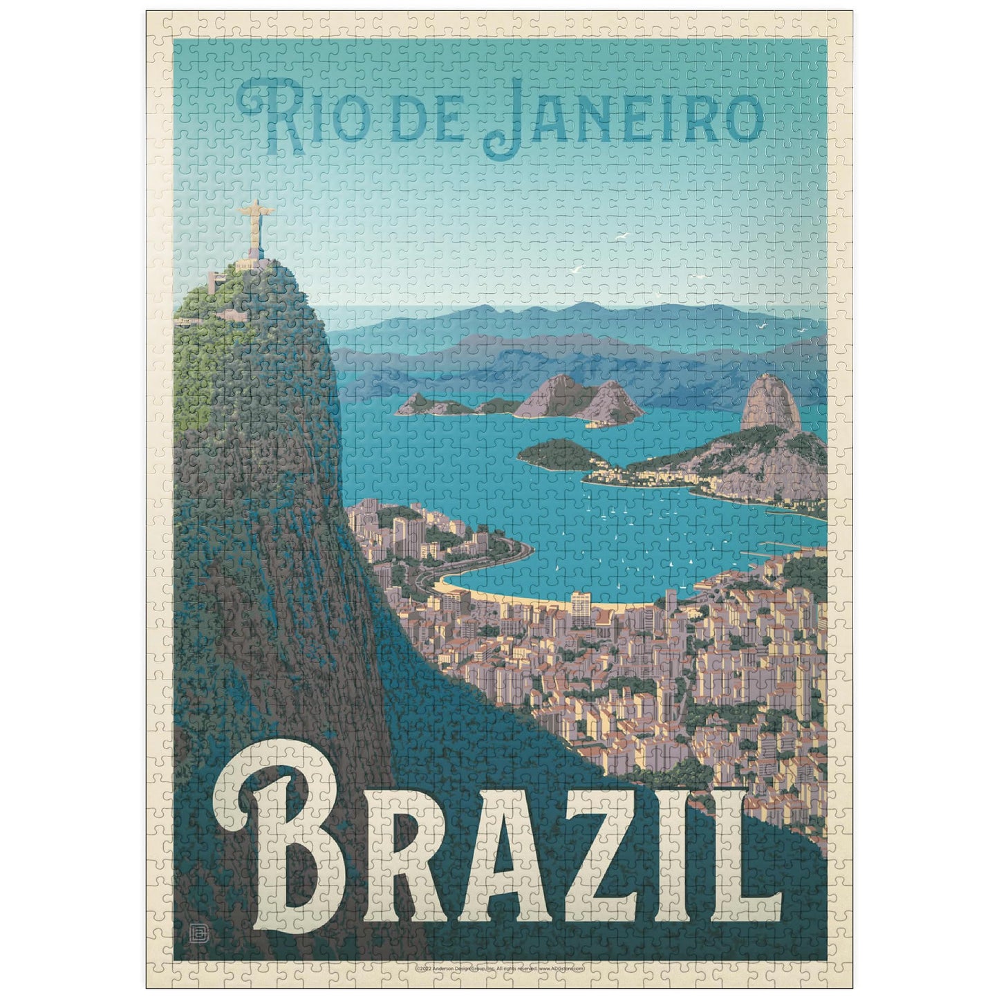 Mypuzzle Brazil: Rio De Janeiro Harbor View, Vintage Poster - Premium 1000 Piece Jigsaw Puzzle For Adults