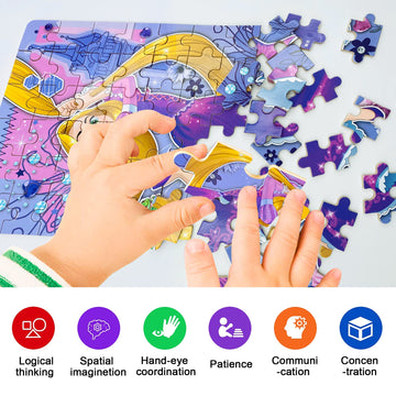 Lelemon Puzzles For Kids Ages 4-8, 60 Piece Puzzles For Kids Ages 3-5,Cool Jigsaw Puzzles Kids Puzzles In A Metal Box,Educational Learning Puzzle Games Puzzle Toys Gifts For Girls And Boys