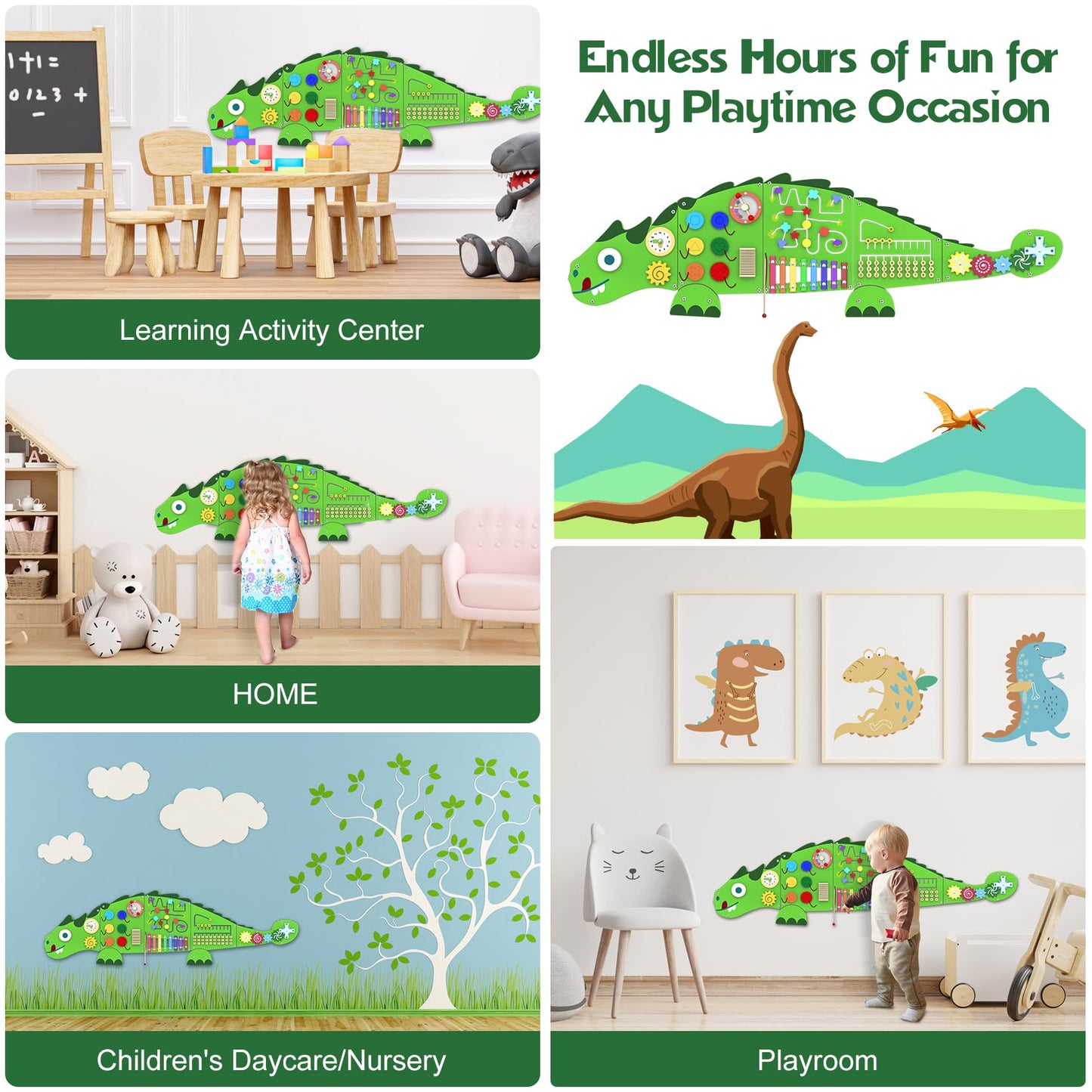 Activity Wall Panels Toys For Toddlers: Sensory Wall Toys Dinosaur Busy Board - Montessori Learning Activity Center Children'S D