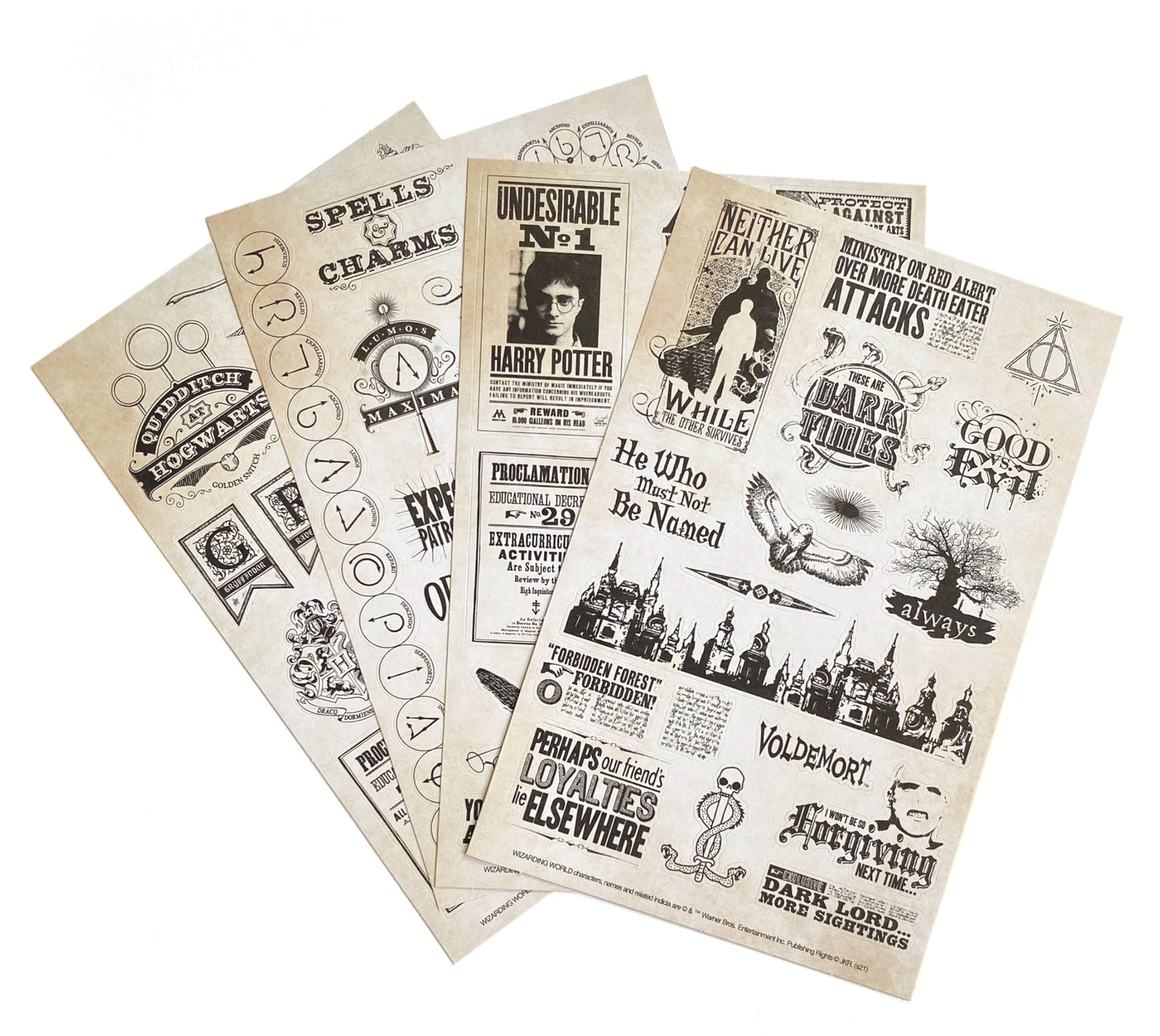 Paper House Productions Harry Potter Sticker Pack of 4 Sticker Sheets for Crafts, Scrapbooking & Collecting - Papers & Proclamat
