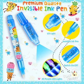 Joycover Invisible Ink Pen With Uv Light For Kids, Party Favors For Kids 4-6 8-12, 24Pcs Spy Pen Classroom Prizes School Supplie