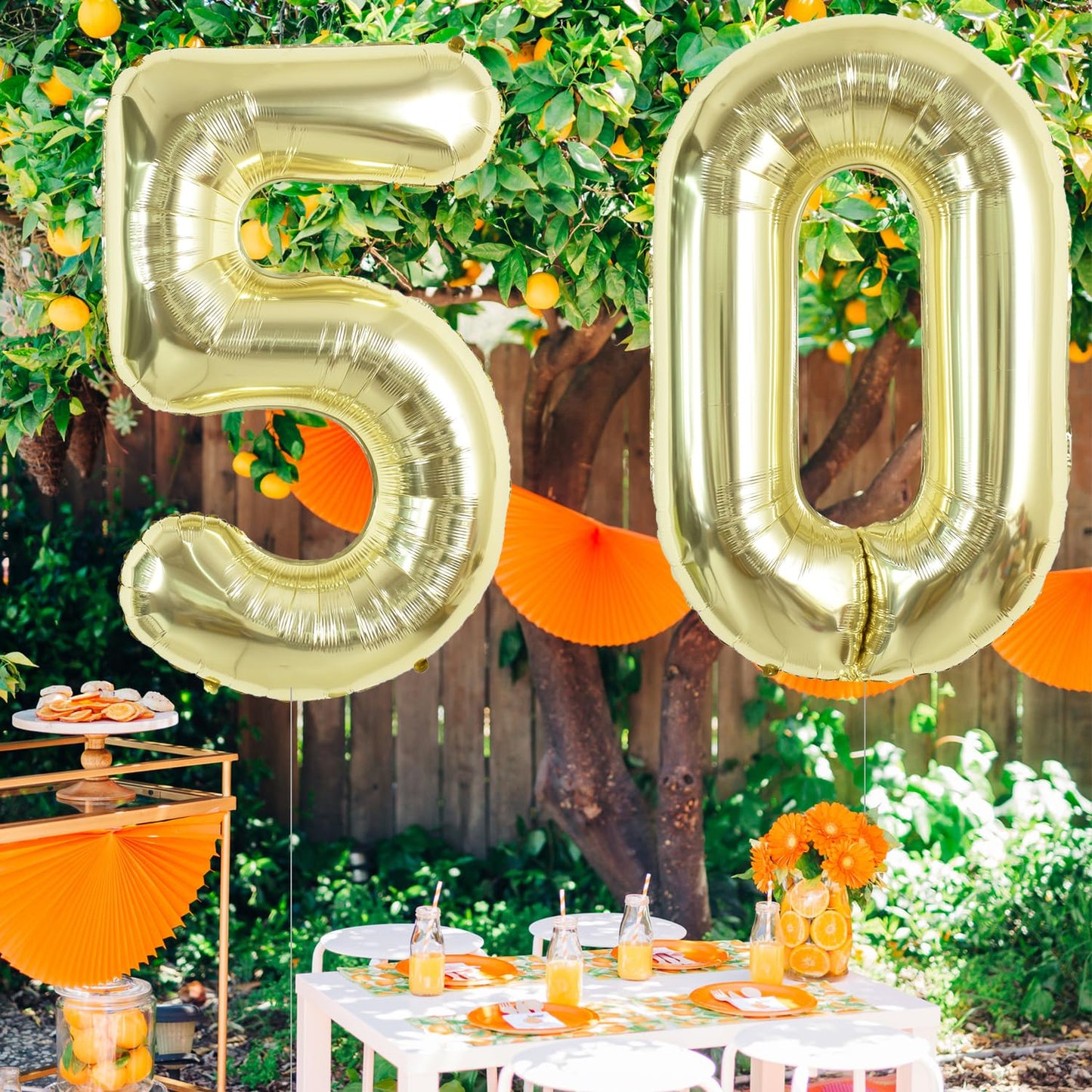 Toniful 40 Inch Light Gold Large Numbers Balloon 0-9 Birthday Party Decorations,Foil Mylar Big Number 5 Balloon Digital 5 For Bi