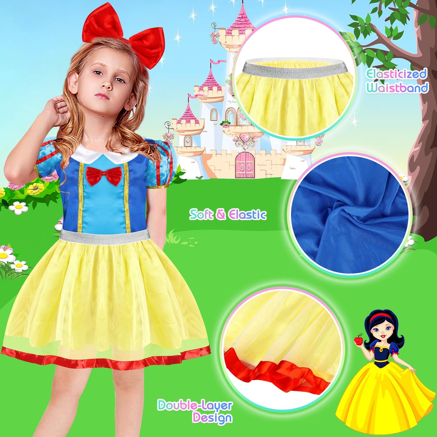 Eulrgaus Princess Dress Up, Toddler Dress Up Clothes, Role Play Princess Costume Gift Set With Princess Dresses And Princess Toy