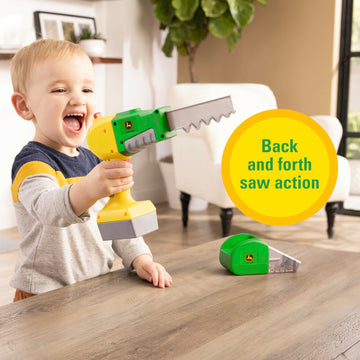 John Deere Kids Power Tools - 2-In-1 Power Tool Toy With Toy Saw And Toy Vacuum - Kids Tool Set With Unique Motion - John Deere