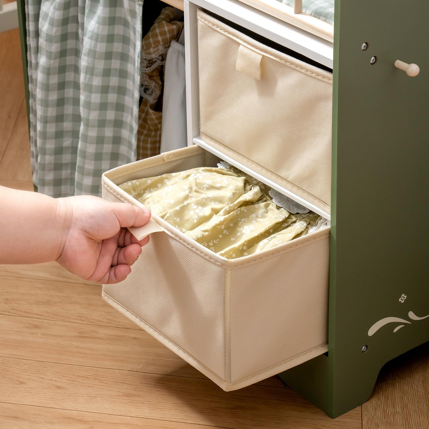 Robud Baby Doll Crib, Wooden Doll Bed With Storage And Bedding, Of Toy Baby Crib To Kids, Pink Baby Doll Beds Suit For Dolls Under 22 Inches