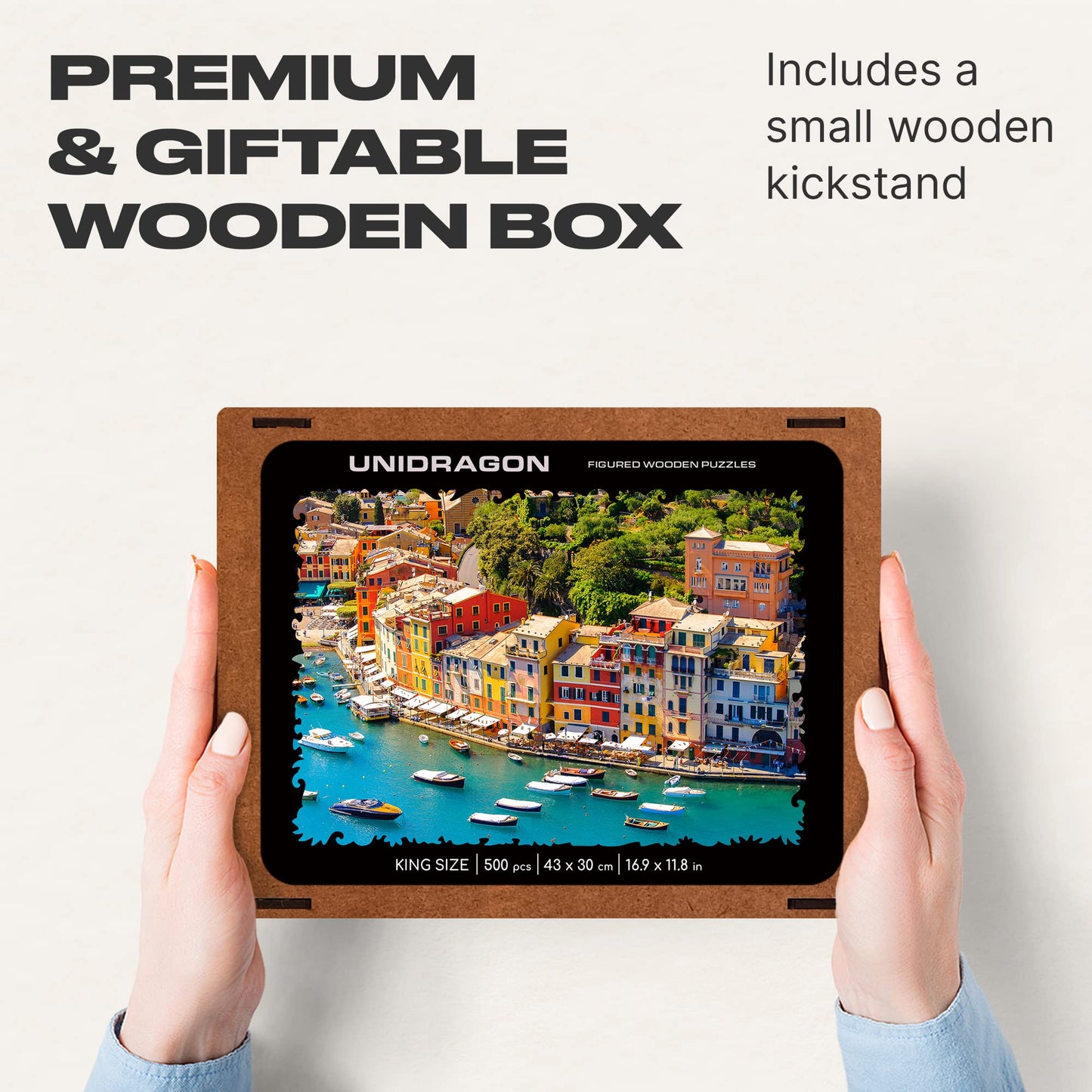 Unidragon Wooden Jigsaw Puzzles - Nature Italian Riviera, 500 Pcs, King Size 16.9'X11.8', Beautiful Gift Package, Unique Shape Best Gift For Adults And Kids