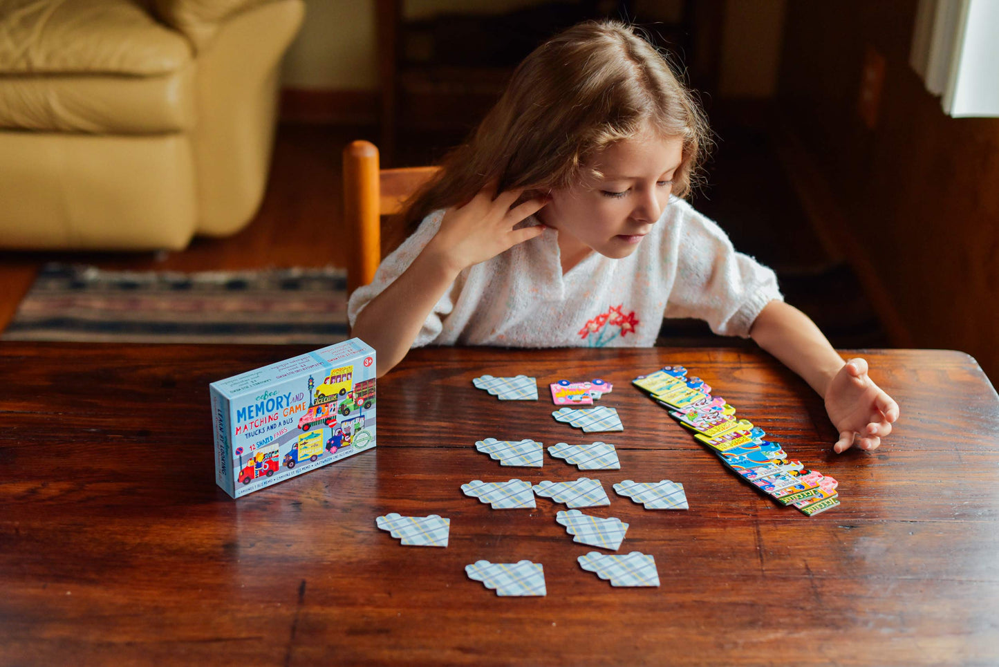Eeboo: Trucks And A Bus Little Memory Matching Game, Developmental And Educational, Sharpens Recognition, Concentration And Memory, Perfect For Ages 3 And Up