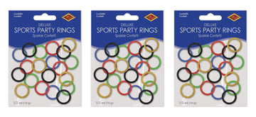 Beistle Sports Party Rings - Del Sparkle Confetti, 1.5 oz, Multicolor, Model 53671, Cardboard Pack of 3