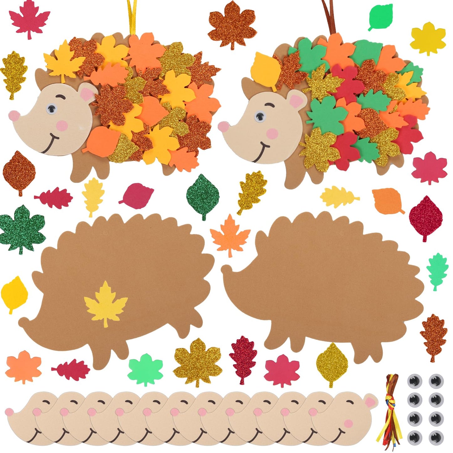 Fennoral 12 Pack Hedgehog Crafts For Kids Make You Hedgehog Foam Stickers Diy Autumn Art And Craft For Boys Girls Party Supply A