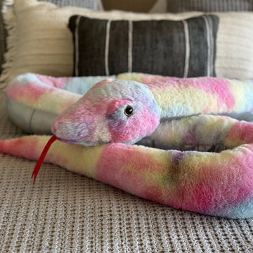 Maogolan 118 Inch Giant Stuffed Snake, Rainbow Snake Stuffed Animal Mommy With 4 Babies & 3 Eggs Plush Toy, Large Boa Constricto