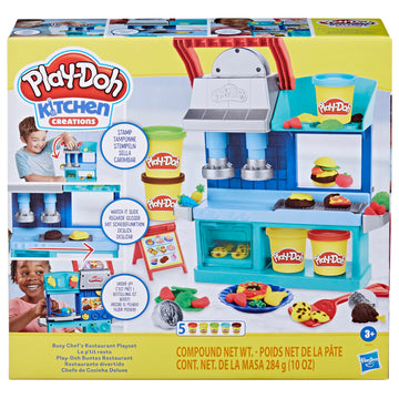 Play-Doh Kitchen Creations Busy Chef'S Restaurant Playset, 2-Sided Play Kitchen Set, Preschool Cooking Toys, Kids Arts & Crafts, Ages 3+