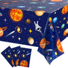 3 Pieces Space Tablecloth Decorations Plastic Outer Solar System Table Cover Planet Design for Kids Space Theme Birthday Party D