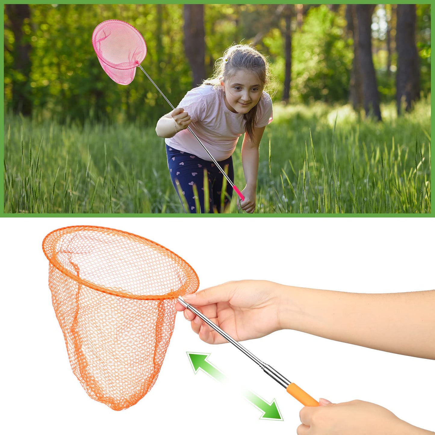 24 Pcs Kids Telescopic Butterfly Fishing Nets Insect Net Bug Net Insect Catching Nets Outdoor Tools for Catching Butterfly Insec