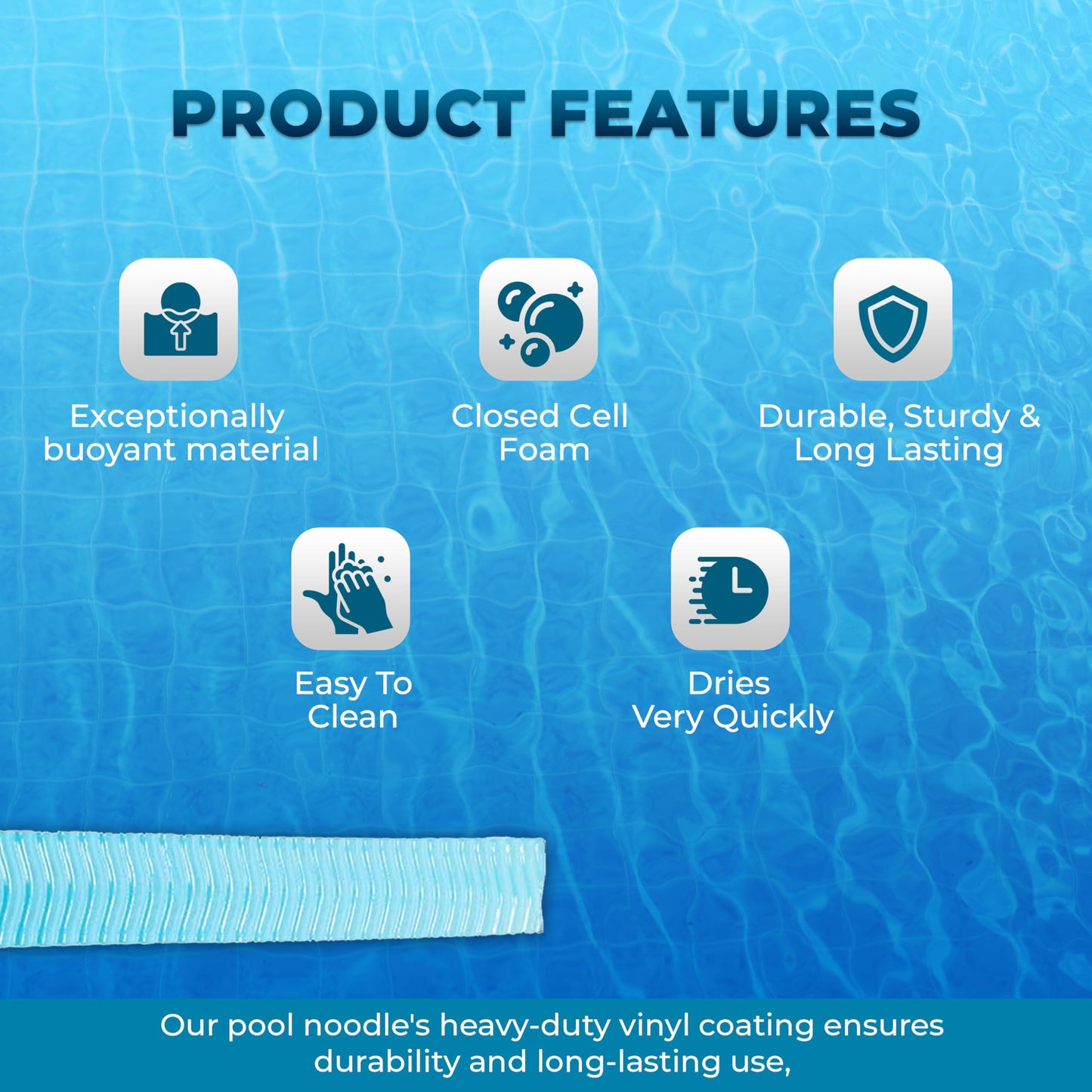 VOS Liberty Foam Pool Wavy Noodle enhanced & Big Super Soft Pool Noodle for Swimming and Floating Pool Floats Lake Floats for mature-themeds & Kids Single Pack