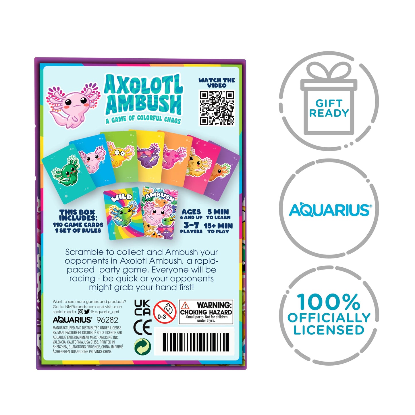 AQUARIUS Axolotl Ambush Card Game - Family Fun for Ages 6+ - Multi-color - Model 96282 - Officially Licensed Merchandise