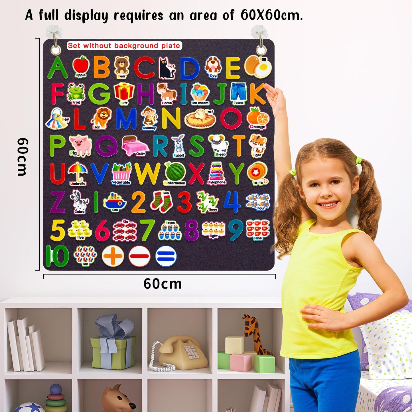 PENGFULL Felt Learning Letters,Learning Numbers,75 Felt Board Pieces for Felt Flannel Board,Alphabet ABC Learning for Toddlers f