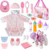Deao Baby Doll Accessories Bag,20Pcs Baby Feeding Accessories,Clothes,Doll Dog,Soother Dummy - Pretend Play Set For Birthday Gift Christmas(Doll Not Included)