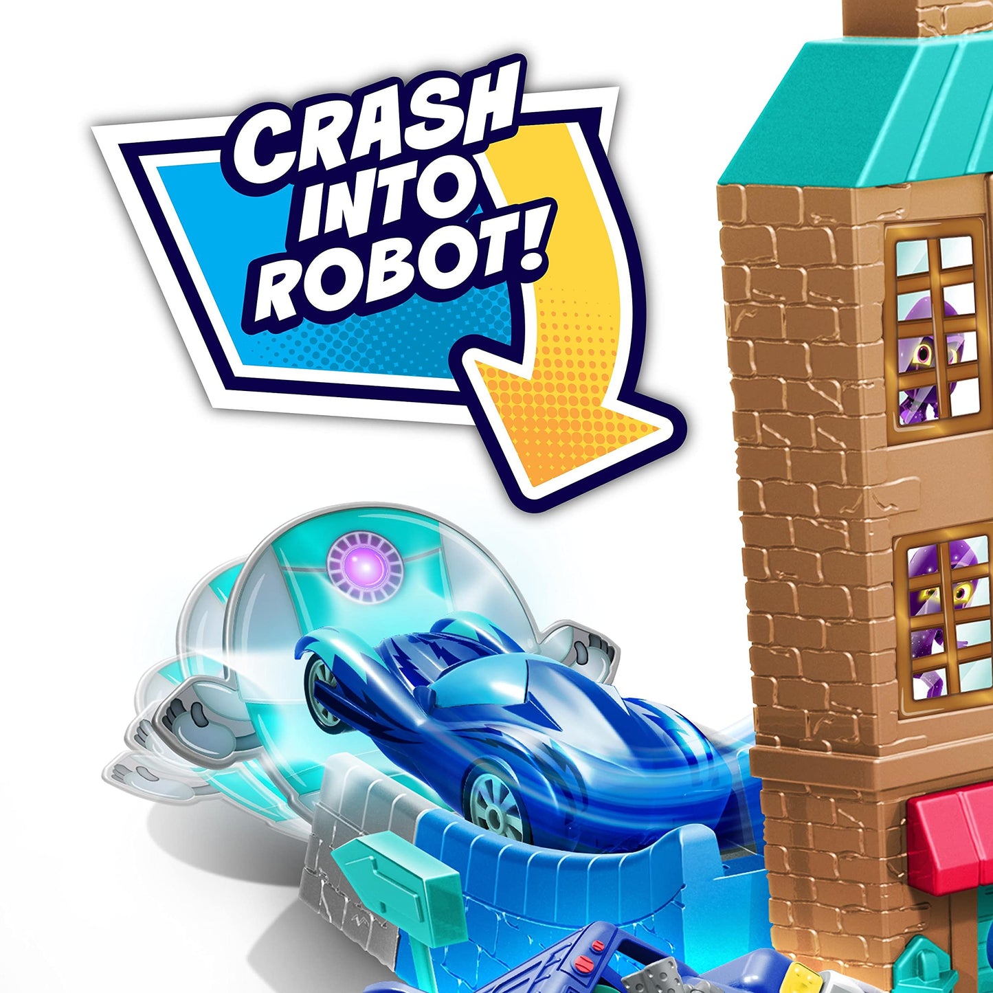 Pj Masks Die Cast Playset For 1:43 Scale Vehicles, Includes 1 Track Set And 1 Cat-Car