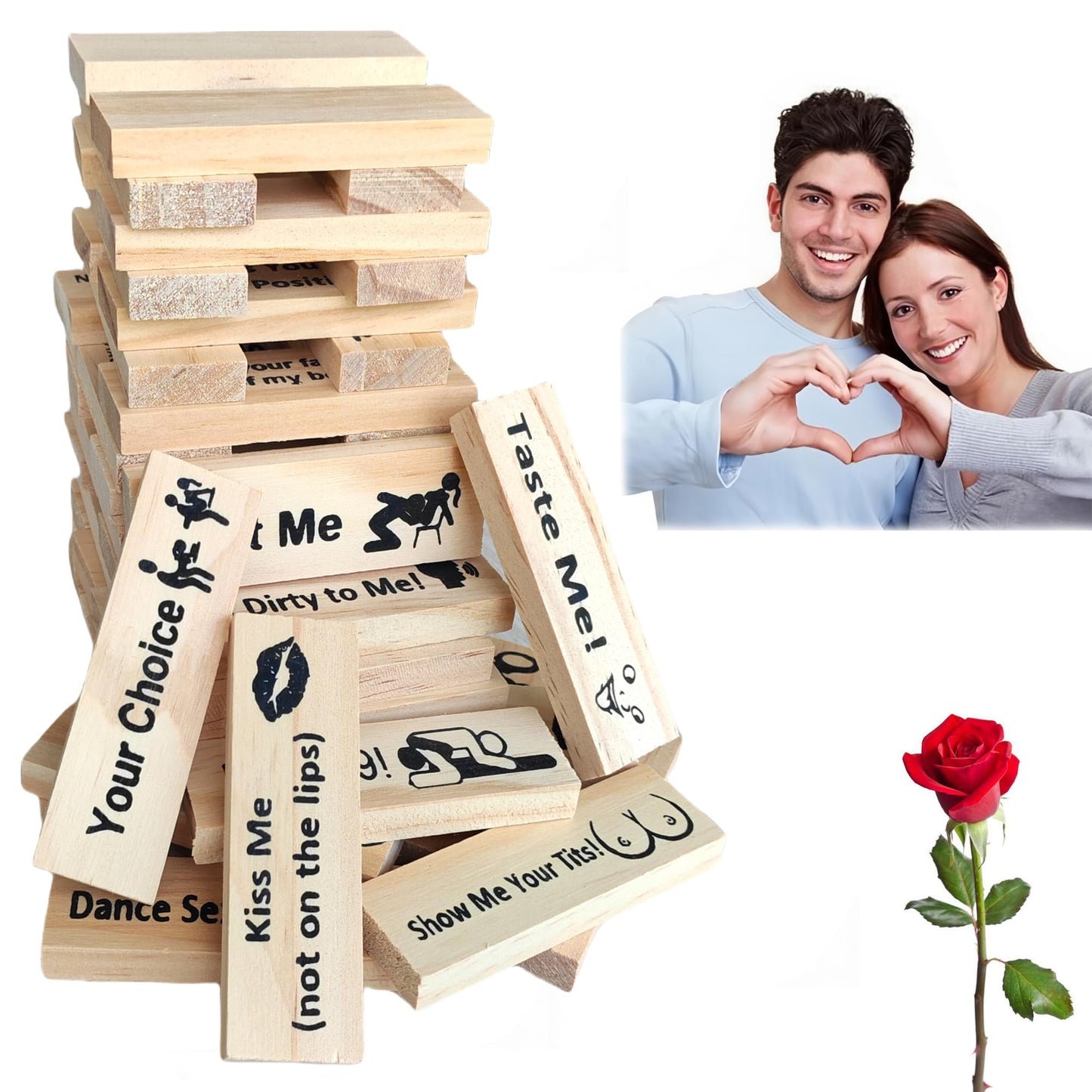 Adults Blocks Tower Game for Couples Wood Stacking Board Valentine Night Dating Lovers Game Gifts