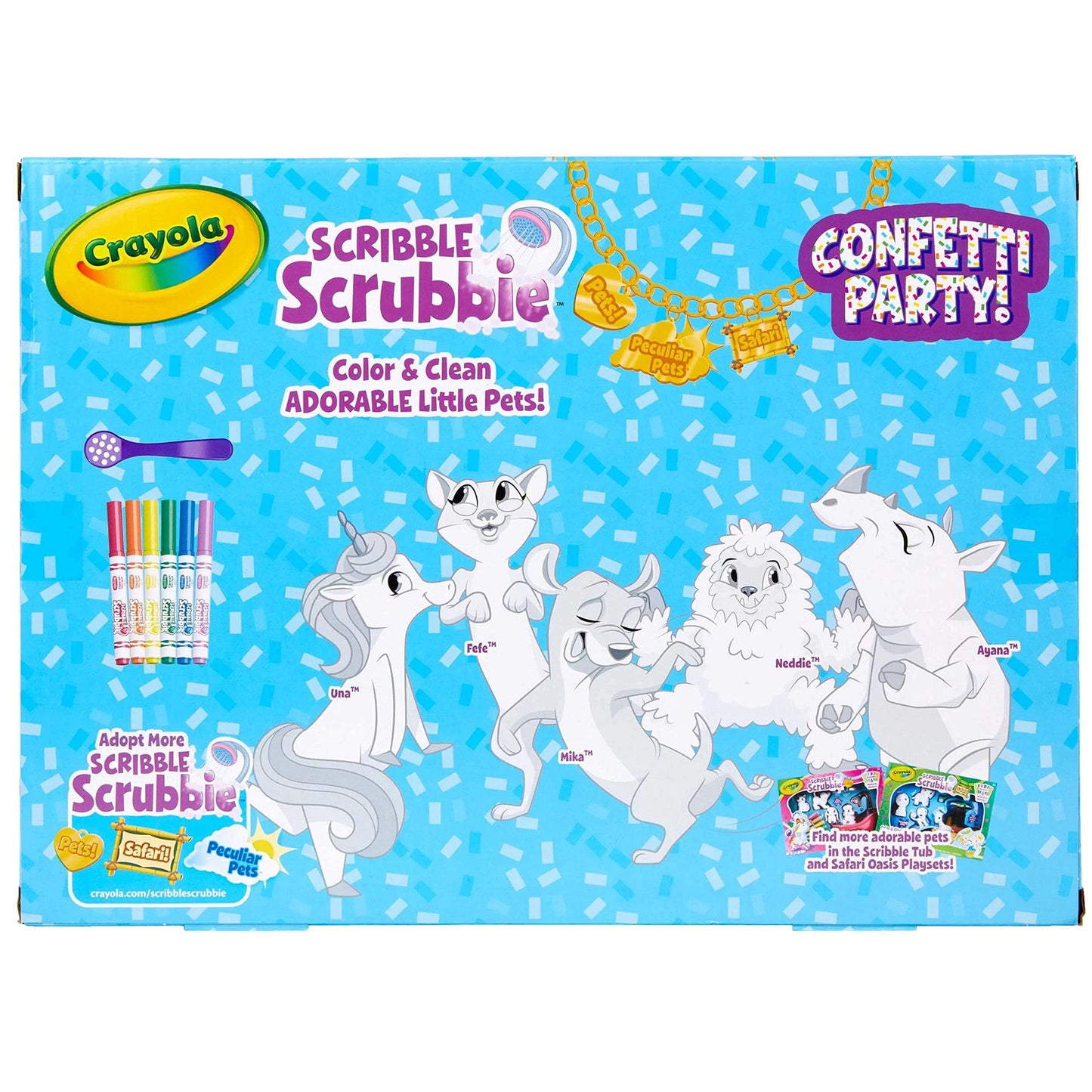 Crayola Scribble Scrubbie Toy Pet Playset, Confetti Party Pack, Coloring Toy For Kids, Gift For Ages 3, 4, 5, 6, 7