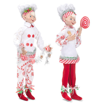 Raz Imports Kringle Candy Co. 16' Posable Elf Asst Of 2 (White/Red)