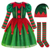 Relibeauty Elf Costume For Kids Santa Little Helper Kids Christmas Elf Dress Suit For Girls 6-7/130