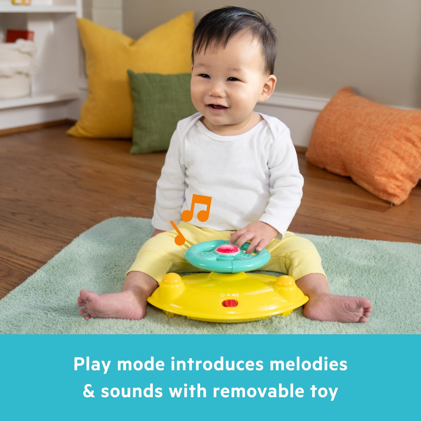 Bright Starts Ready to Roll Walker with Lights & Sounds, Steering Wheel Toy for 6-12 Months, Unisex, Up to 26 lbs