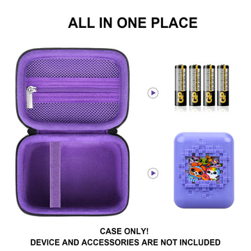Supmay Carrying Case For Bitzee/Disney Interactive Toy/Magicals Interactive Toy Digital Pet, Gifts For Virtual Pet Enthusiast/Girls & Boys, Travel Case With Mesh Pocket For Battery, Cable,Black+Purple