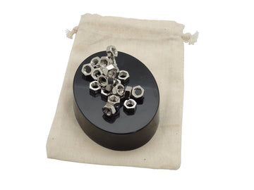 SanAndCo Magnetic Desktop Sculpture - Stacking Nuts - Small Silver Metal in Burlap Bag - Model 43234-228