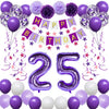 Naninuneno 25Th Birthday Decorations For Girls, Purple 25 Happy Birthday Balloons Supplies Including Purple Happy Birthday Banne
