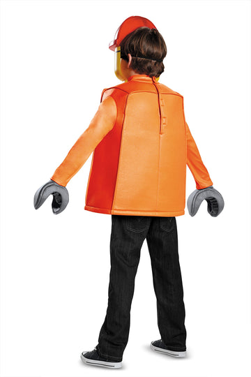 Disguise Lego Construction Worker Classic Costume, Orange, Large (10-12)