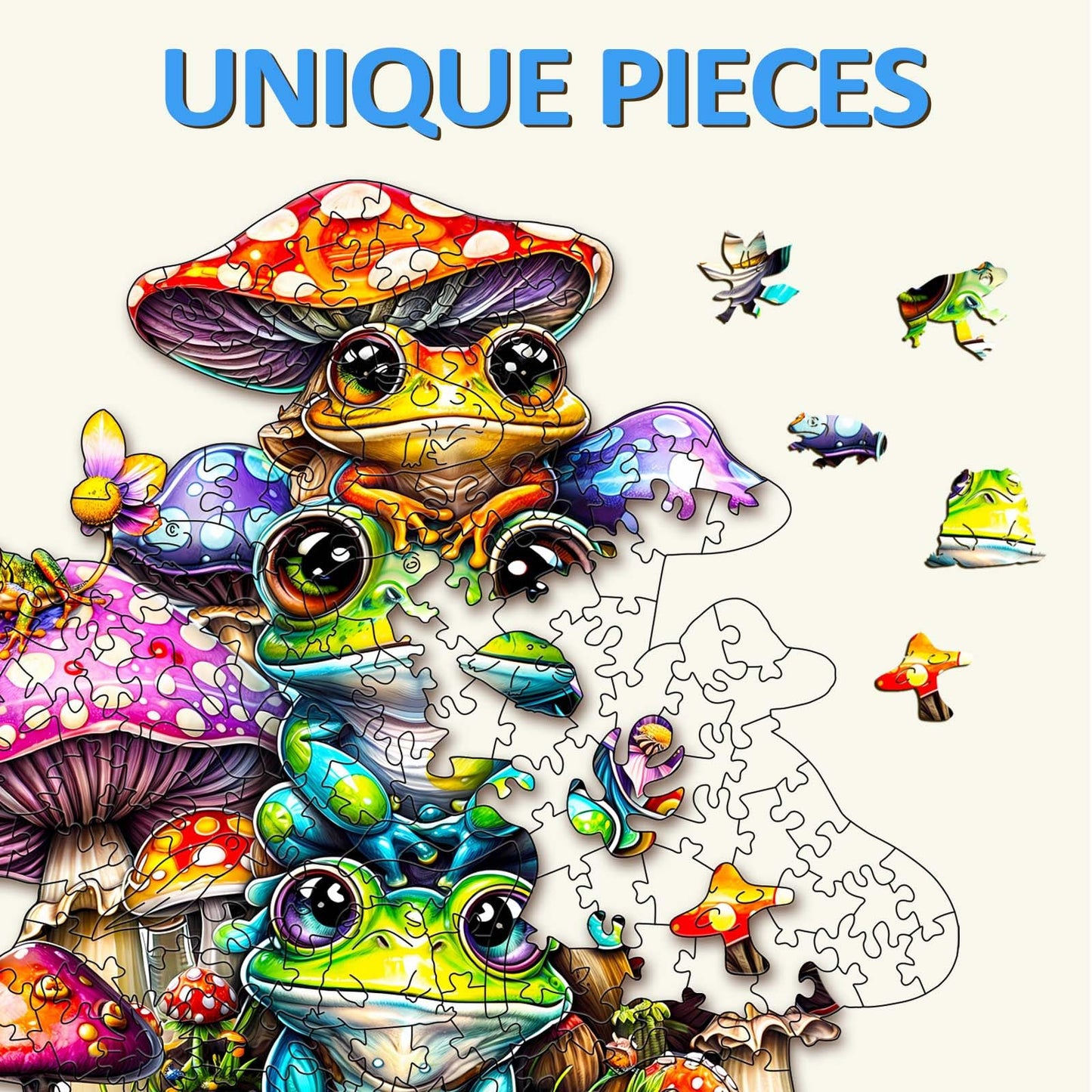 Woodbests Wooden Puzzle For Adults, Frog Family Puzzle (M, 190Pcs, 11.4'X10.9') Beautiful Wooden Box, Wooden Jigsaw Puzzles Unique Shape, Birthday Gifts For Adults And Kids Family Game