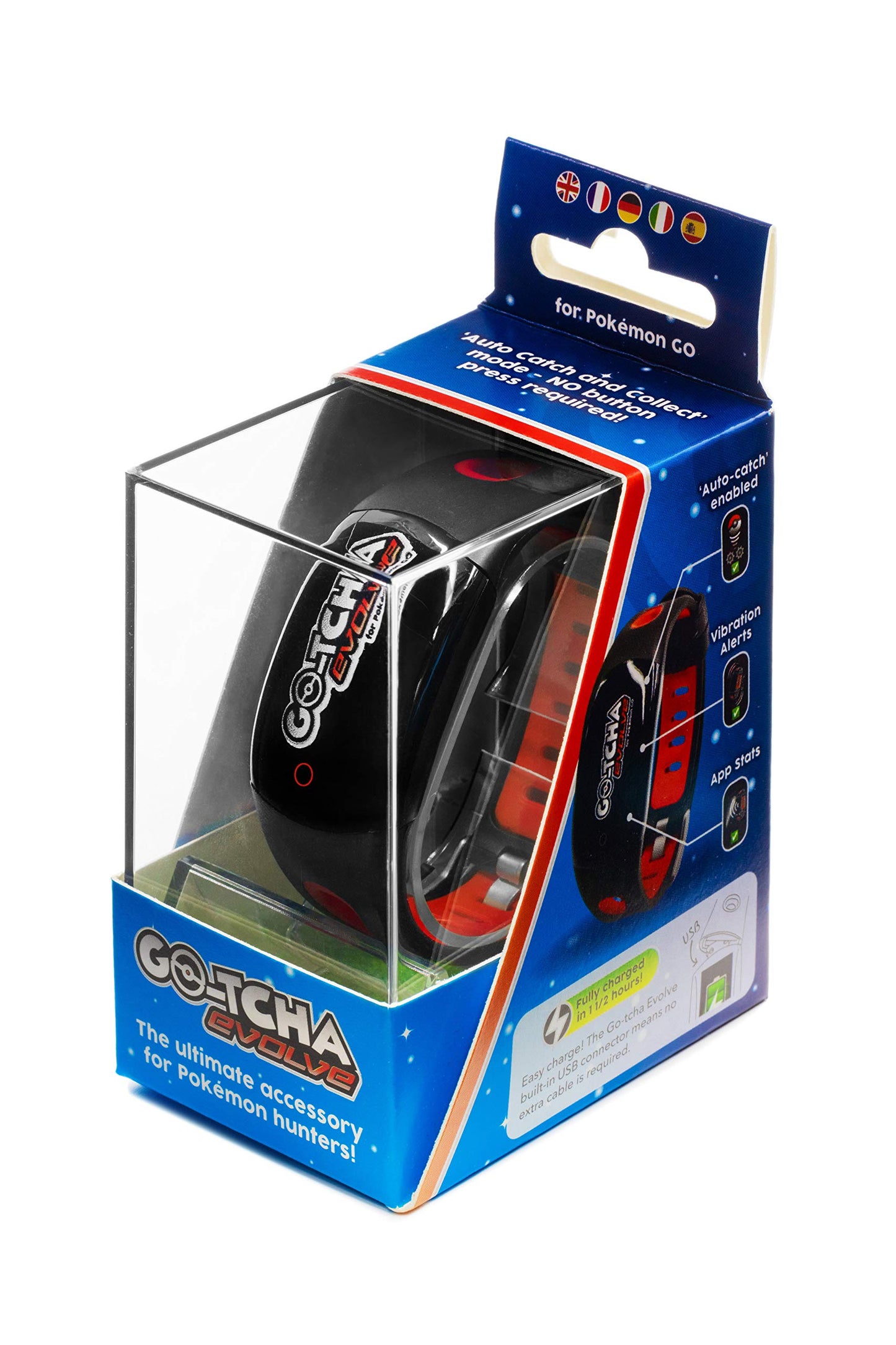 Go-Tcha Evolve Led-Touch Wristband Watch For Pokemon Go With Auto Catch And Auto Spin - Black/Red