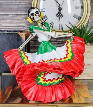 Ebros Dia De Los Muertos Danza De Dama Day Of The Dead Red Matador Lady Skeleton Dancer Statue 5.25' High Sugar Skull Vivas Calacas Decor Figurine For Halloween Prop Gothic Collectible