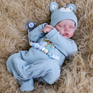 Aori 18-Inch Lifelike Reborn Baby Doll - Realistic Soft Vinyl Twin Boy with Feeding Set & Gift Box