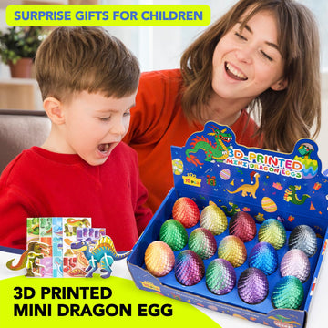 Dak Haan 15PCS 3D Printed Dragon Egg 3D Dragon Eggs Set with Display Stand Mini Dragons Eggs Set Fidget Toy Cool Stuff Fun Gifts DIY Craft Kit Dino Eggs for 5-7 4-6 8-12 Year Old Boys Girls