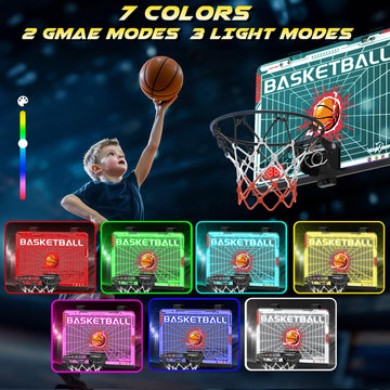 Eaglestone Basketball Hoop Indoor, Mini Hoop Baskerball With Double Electronic Scoreboard Ied Light, Kids Basketball Hoop With Remote Control, Indoor Basketball Hoop Toys Gifts For Kids 8-12